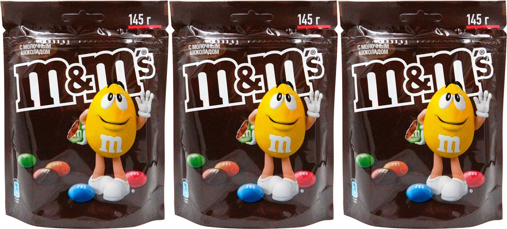 Драже M&M's с молочным шоколадом, комплект: 3 упаковки по 145 г  #1