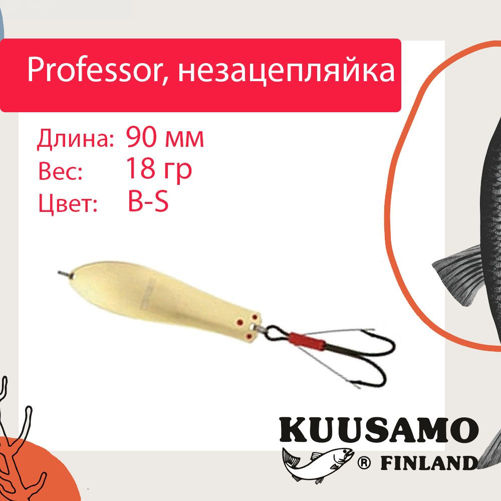 Блесна для рыбалки Kuusamo Professor 2, 90/18 незацепляйка, B-S (колебалка)  #1