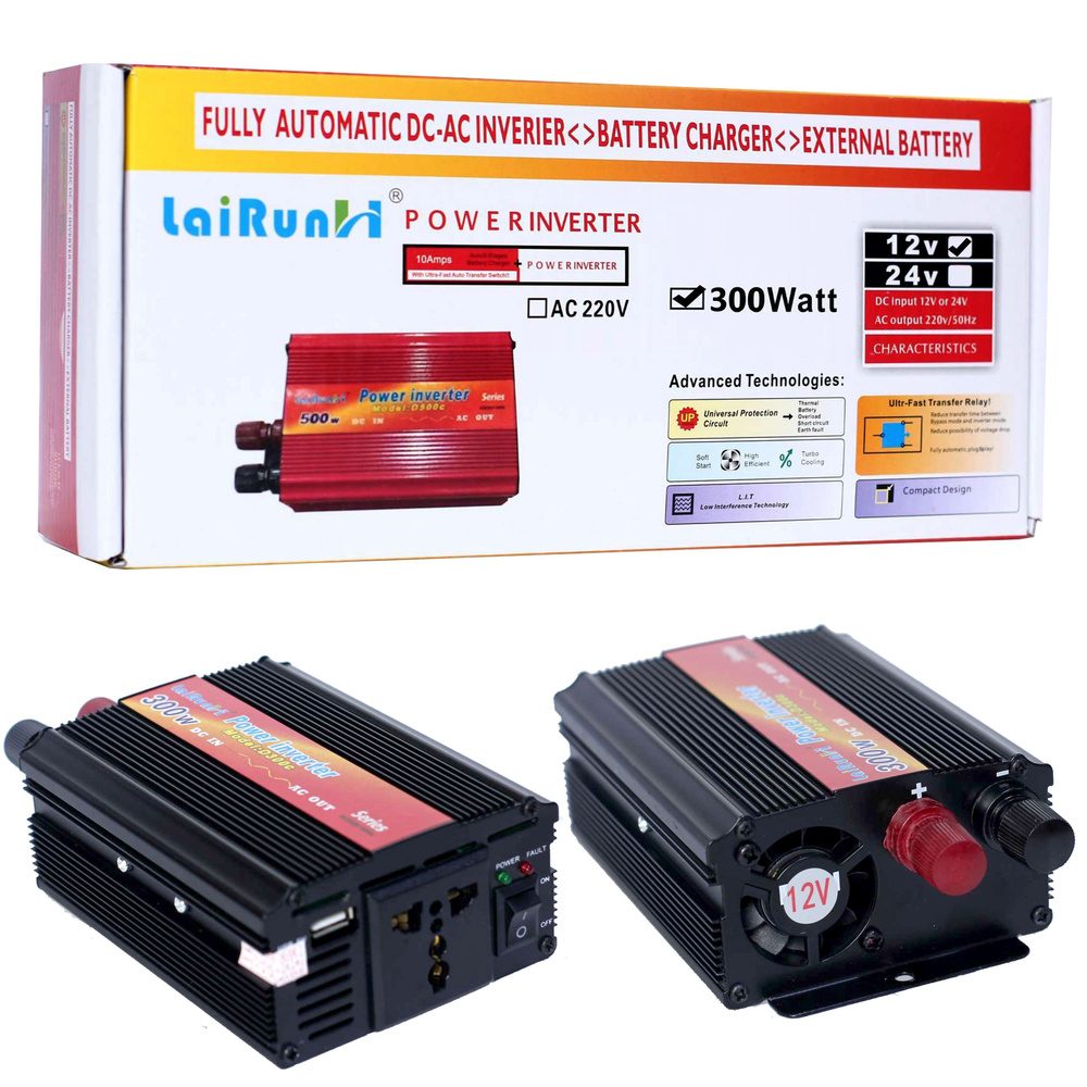 Автомобильный инвертор 12V на 220V 300W с портом USB и универсальной ...