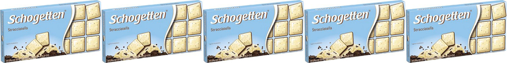 Плитка Schogetten Stracciatella белая с какао-крупкой горького, комплект: 5 упаковок по 100 г  #1