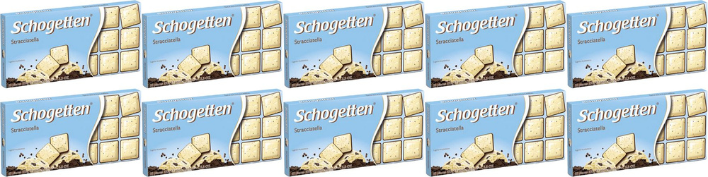 Плитка Schogetten Stracciatella белая с какао-крупкой горького, комплект: 10 упаковок по 100 г  #1
