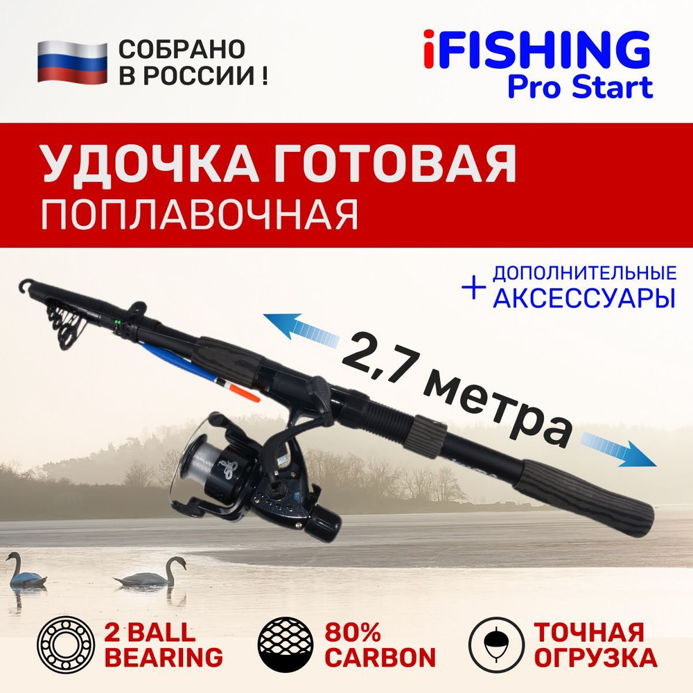 Удилище с катушкой iFISHING Pro Start купить по выгодным ценам в  интернет-магазине OZON (910326468)