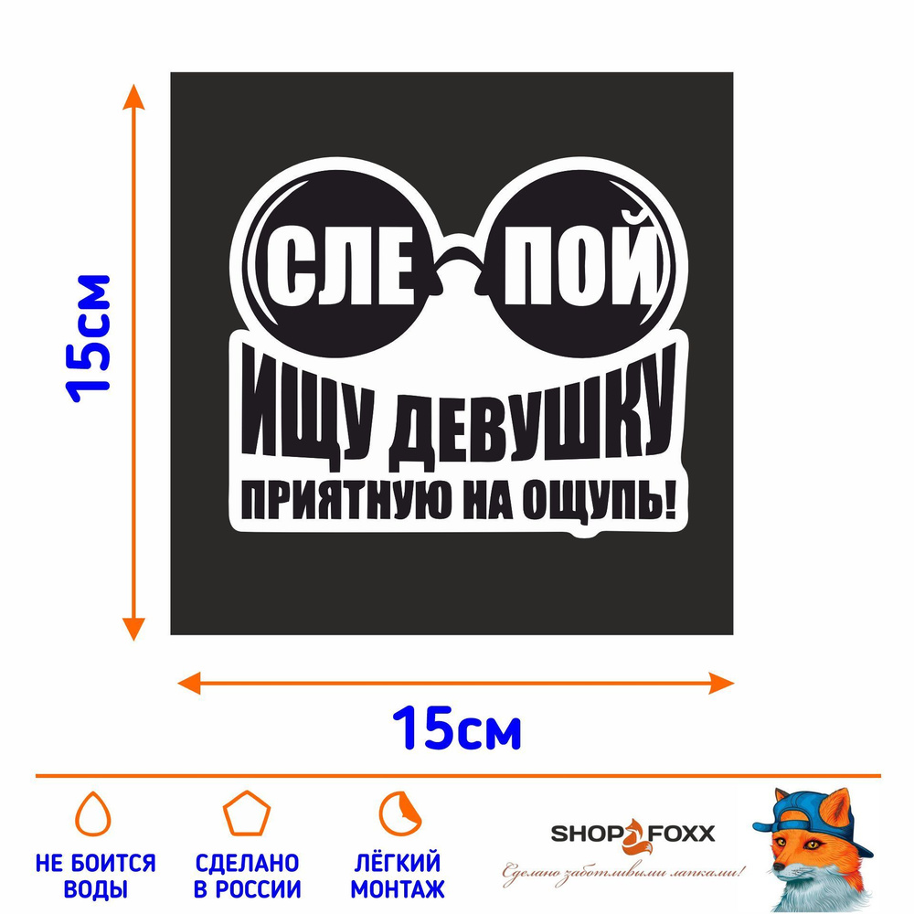 Наклейка на авто СЛЕПОЙ ИЩЕТ ДЕВУШКУ - купить по выгодным ценам в  интернет-магазине OZON (950263086)