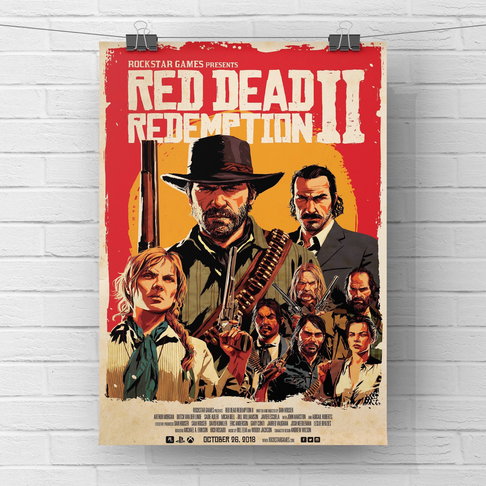 Постер "Red Dead Redemption 2 / RDR 2- Постер по игре для интерьера и декора", 42 см х 29 см  #1