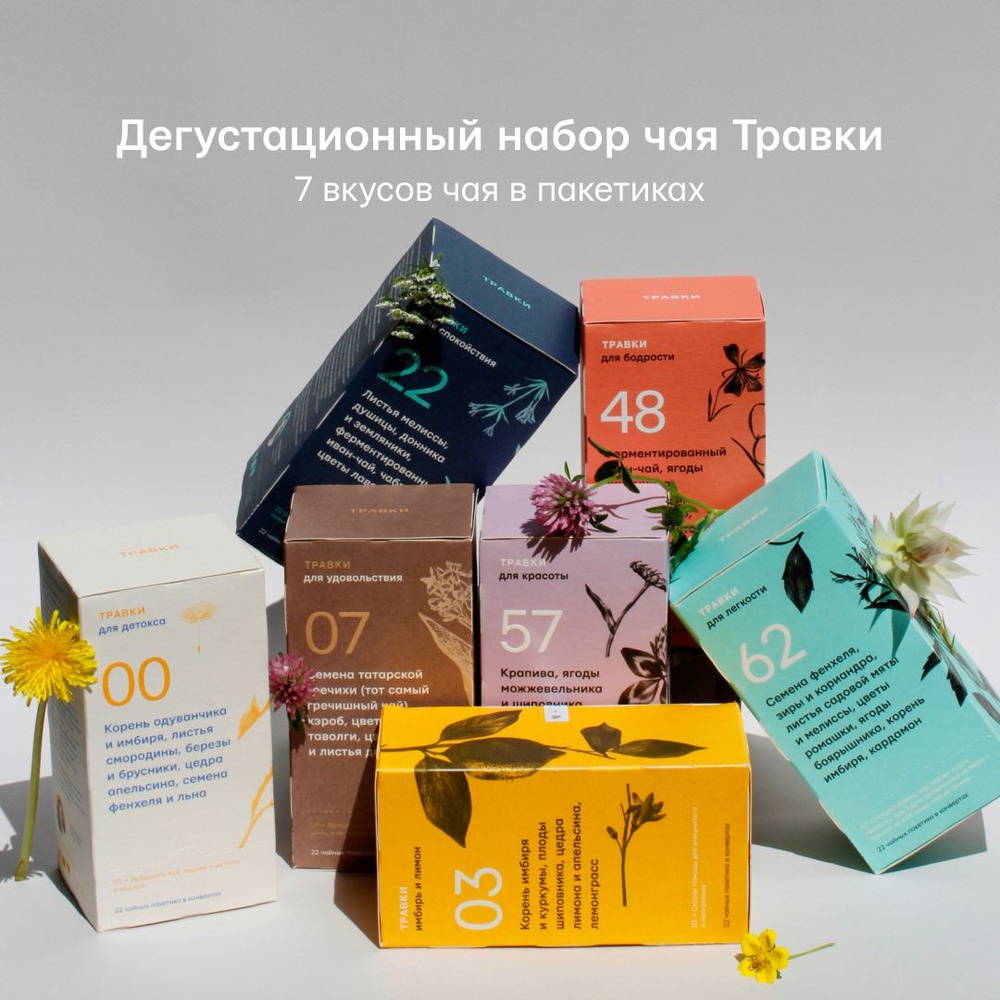 Дегустационный набор чая ТРАВКИ, 7 вкусов - купить с доставкой по ...