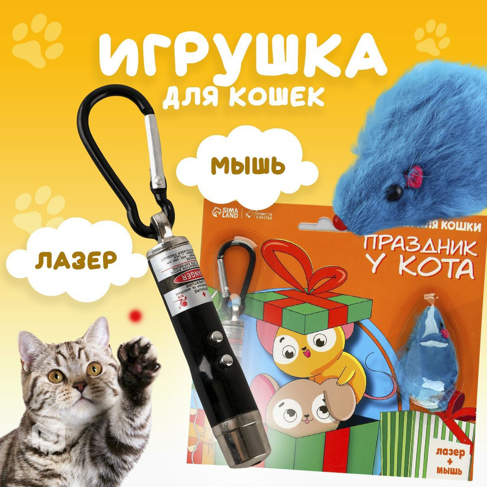 Игрушка для кошек лазер + мышь 