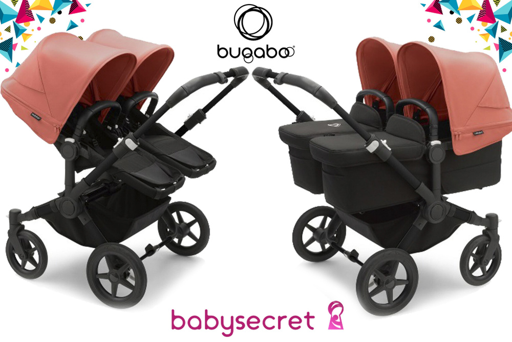 Детская коляска 2 в 1 для двойни Bugaboo Donkey5 Twin шасси Black (Midnight black/Sunrise Red)  #1