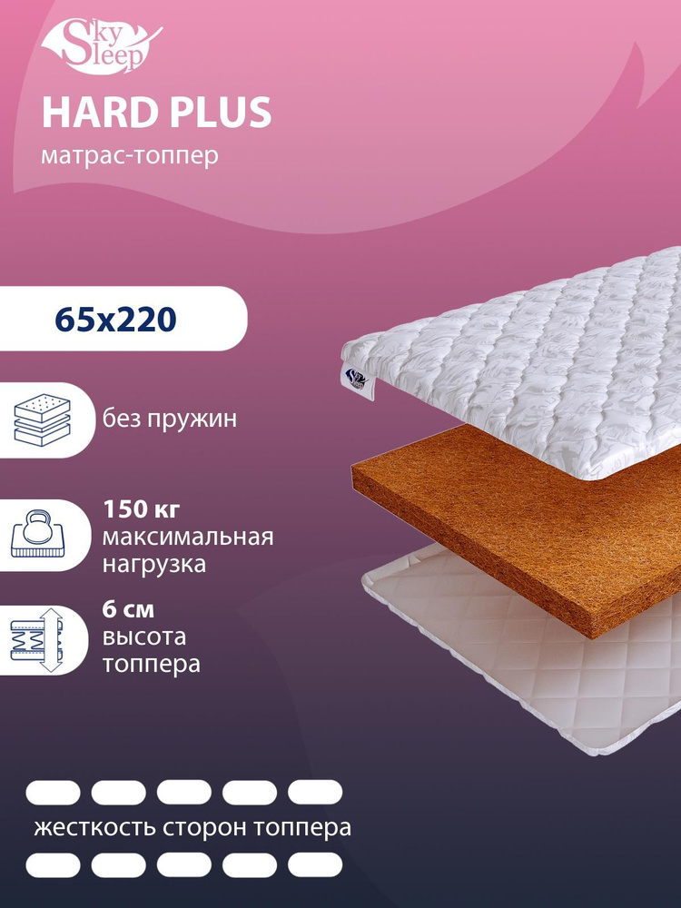 Топпер матрас на диван SkySleep HARD PLUS анатомический на резинке, Беспружинный 65x220 #1