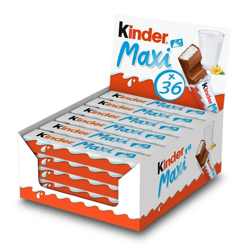 Шоколад молочный Kinder Chocolate Maxi, 36 шт х 21 г - купить с доставкой  по выгодным ценам в интернет-магазине OZON (210036132)