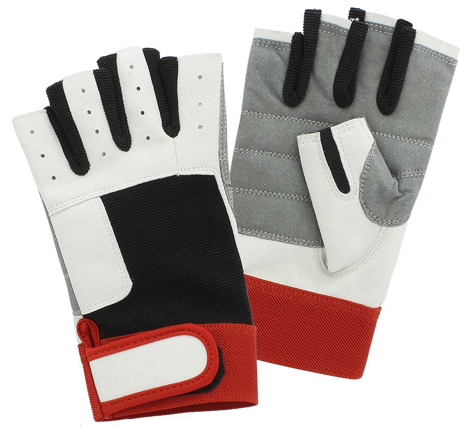 Яхтенные перчатки с короткими пальцами, красный/белый/черный, размер L (10267523)  #1