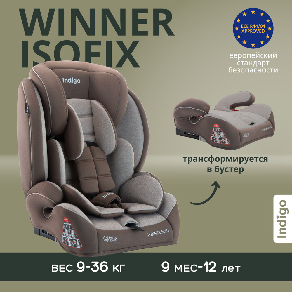 Автокресло бустер детское WINNER ISOFIX 9-36 кг, группа 1,2,3, бежевый,  коричневый - купить с доставкой по выгодным ценам в интернет-магазине OZON  (785574276)