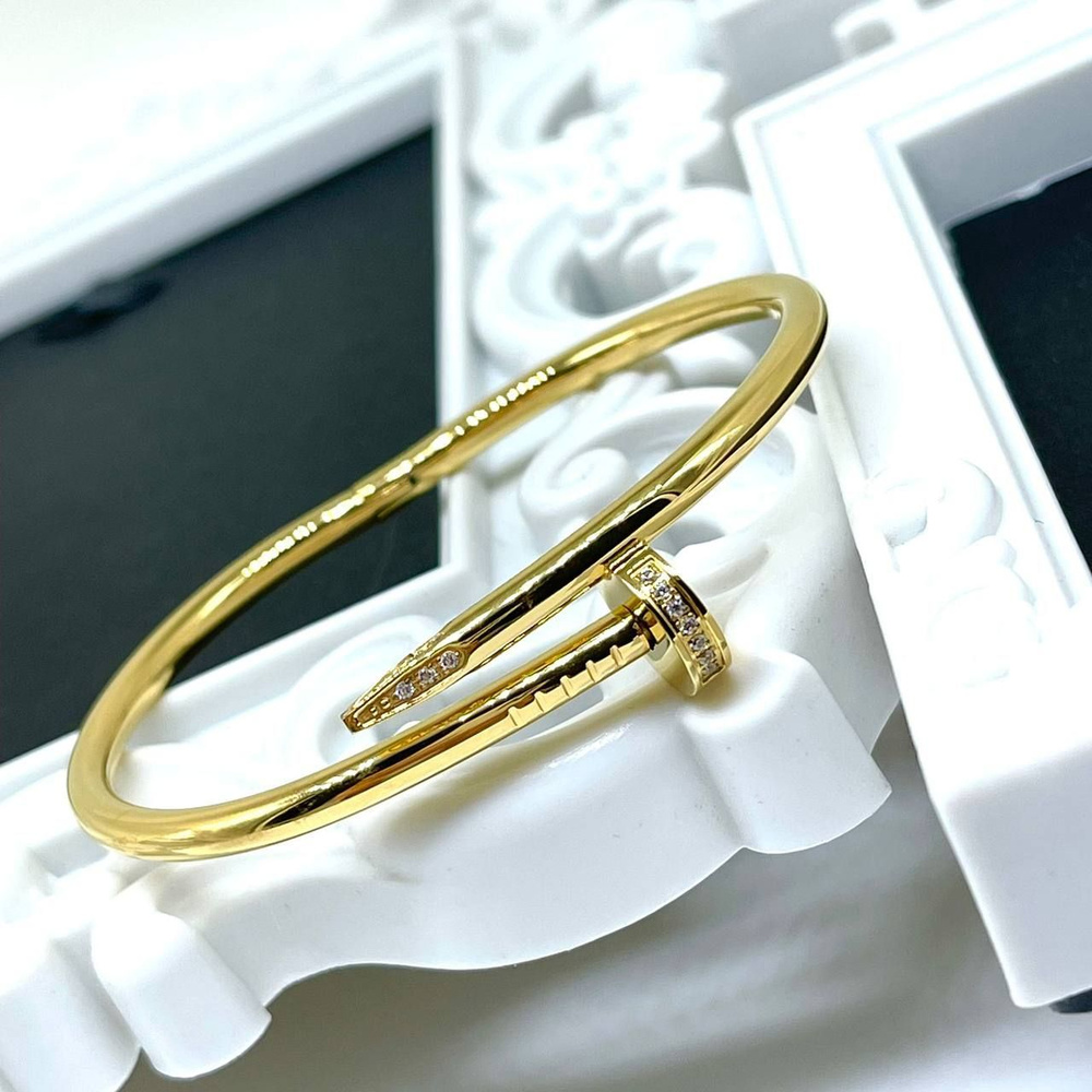 Браслет гвоздь в стиле Cartier под золото с фирменным логотипом и клеймом - купить с доставкой по выгодным ценам в интернет-магазине OZON (1035087246)
