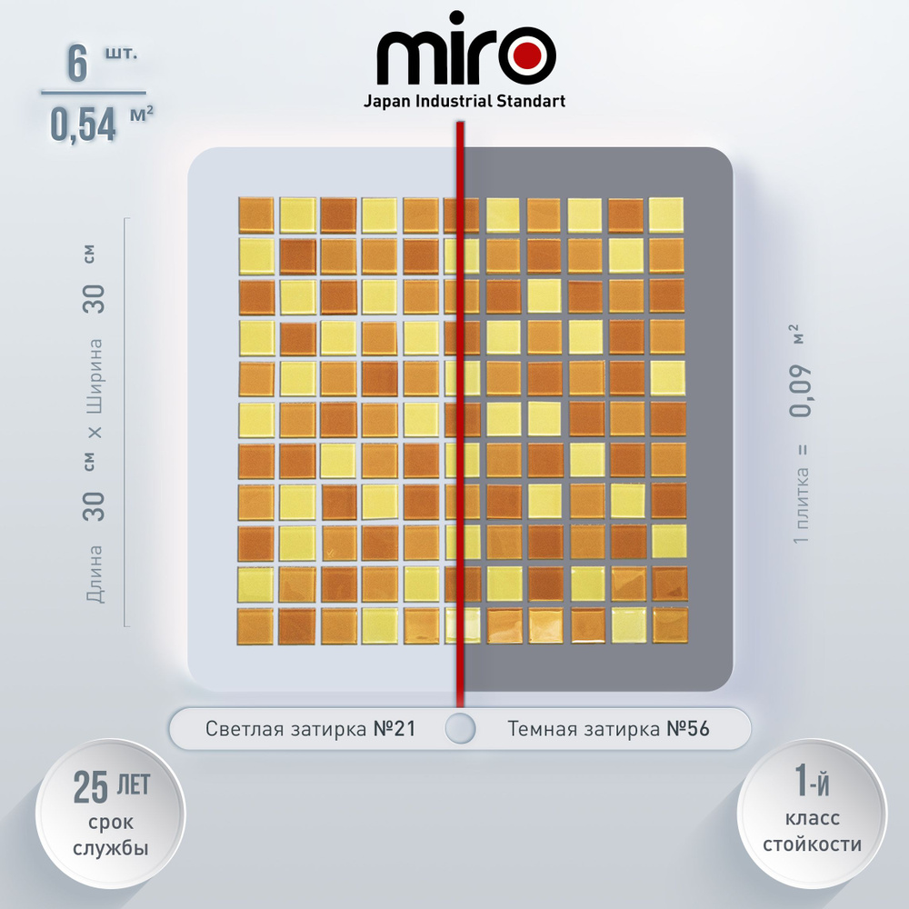 Плитка мозаика для кухни MIRO (серия Barium №15) на фартук моющаяся высокопрочная долговечная, размер #1