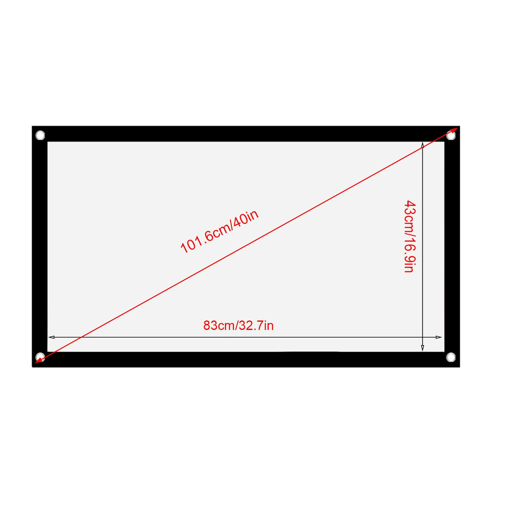 Несминаемый белый экран проектора 40in #1