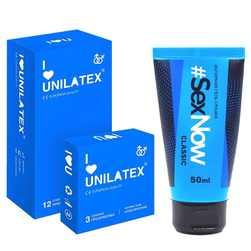 Презервативы Unilatex Natural Plain классические, 15 шт + смазка на водной основе SexNow Classic  #1