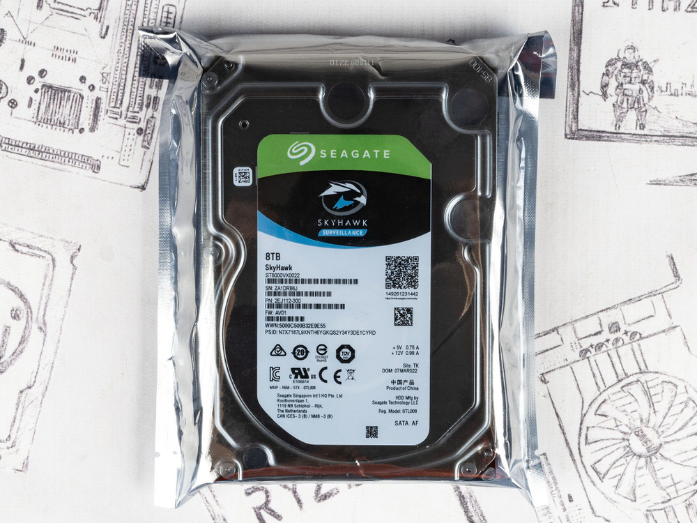 3.5" жесткий диск Seagate SkyHawk 8Tb HDD 8 ТБ Внутренний жесткий диск ...