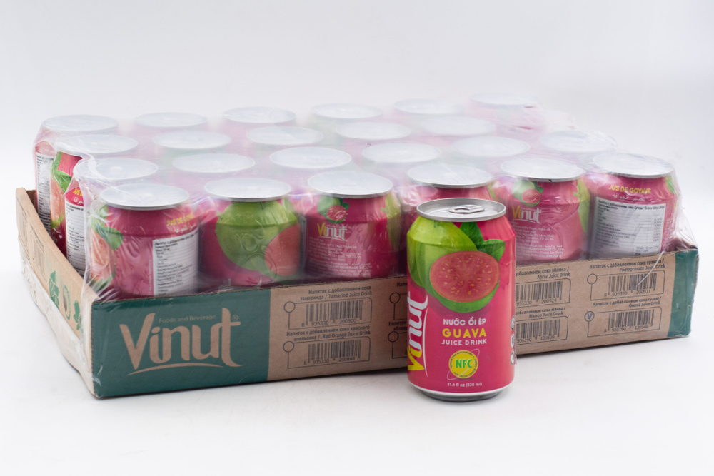 330 мл.-Напиток сокосодержащий со вкусом розовой гуавы(Pink Guava juise drink) в жестяных банках VINUT #1