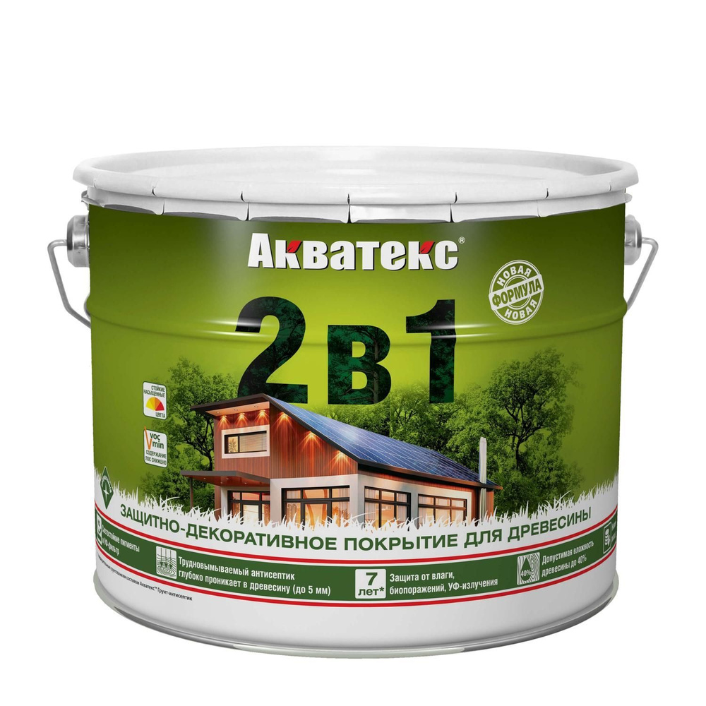 Текстурное покрытие Акватекс 2в1 для дерева груша 9л (грунт-антисептик; декоративное покрытие, защита #1