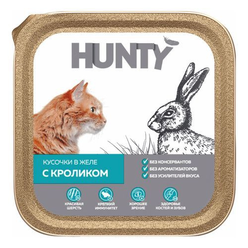 Влажный корм Hunty с мясом для кошек 100 г (3 шт) #1