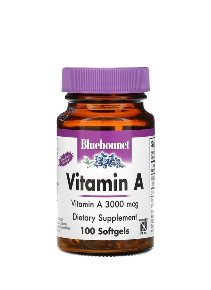 Витамин А 10000 МЕ (Vitamin A) 100 мягких капсул Bluebonnet Nutrition ...