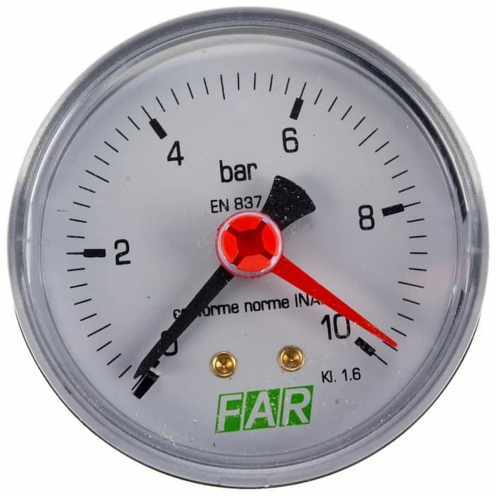 Манометр FAR FA 2500 10, d 63, 1/4", торцевое соединение, 0-10 бар ...