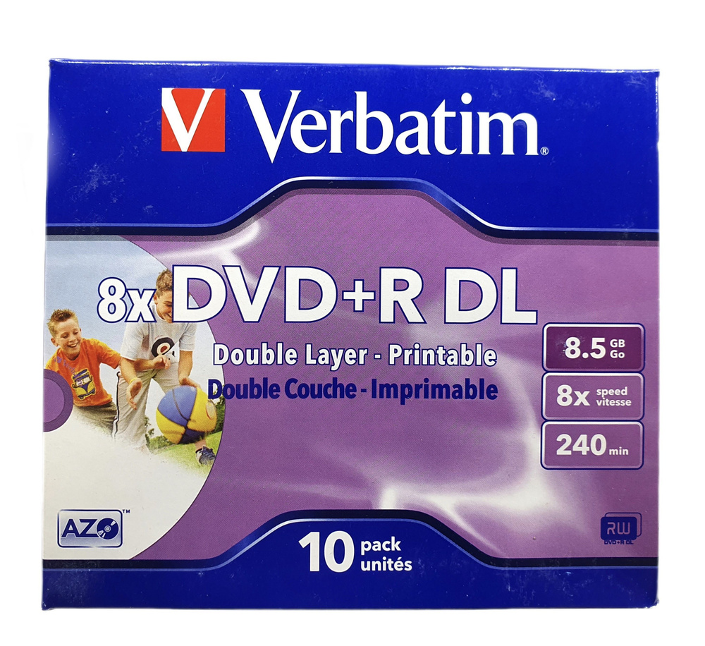 Компакт диск для записи Verbatim DVD+R DL 8.5gb, 8x, 240min. Double ...