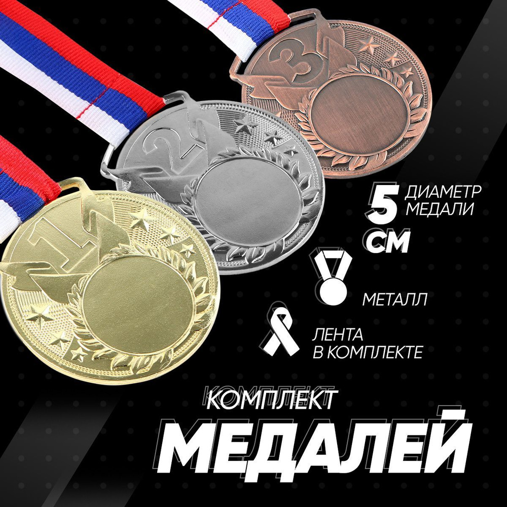 Комплект спортивных медалей под нанесение 3 шт #1