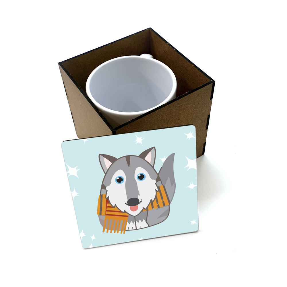 Коробка для кружки деревянная подарочная #huskydom Я энергосберегающий 0004400 #1