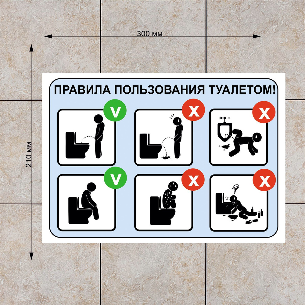 Табличка "Правила пользования туалетом", 30х21 см., 21 см, 30 см ...