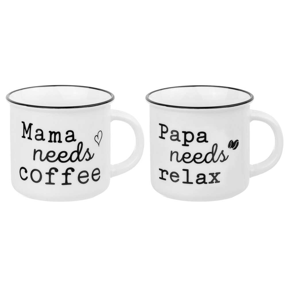 Elan Gallery Набор кружек "Mama needs coffee и Papa needs relax", 400 мл, 2 шт #1