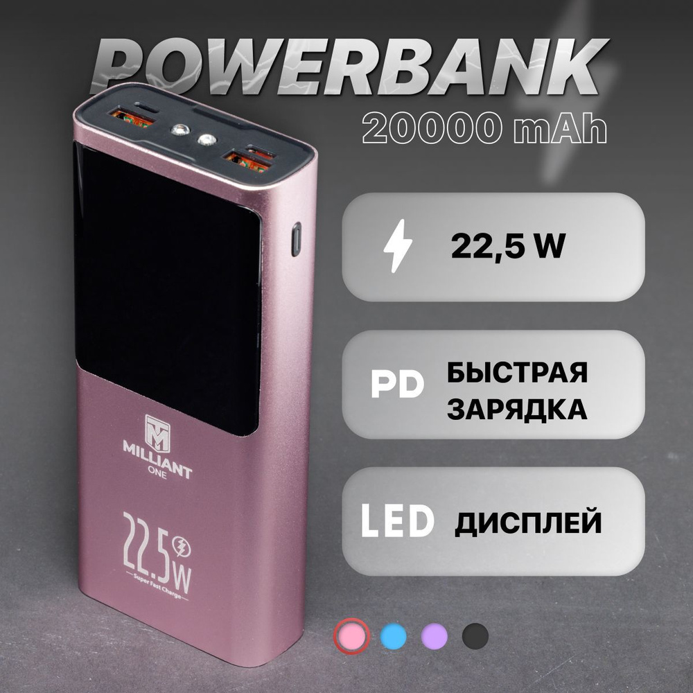 Внешний аккумулятор (Power Bank) Milliant One banka10000 - купить по  выгодным ценам в интернет-магазине OZON (1232776599)