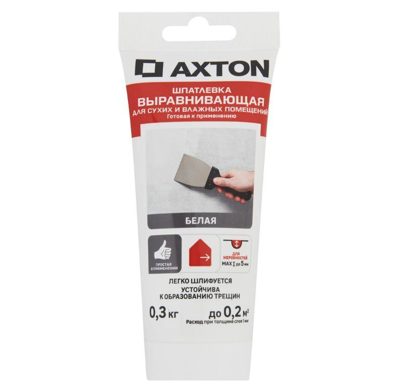 Шпатлевка Axton выравнивающая для сухих и влажных помещений цвет белый 0,3 кг  #1