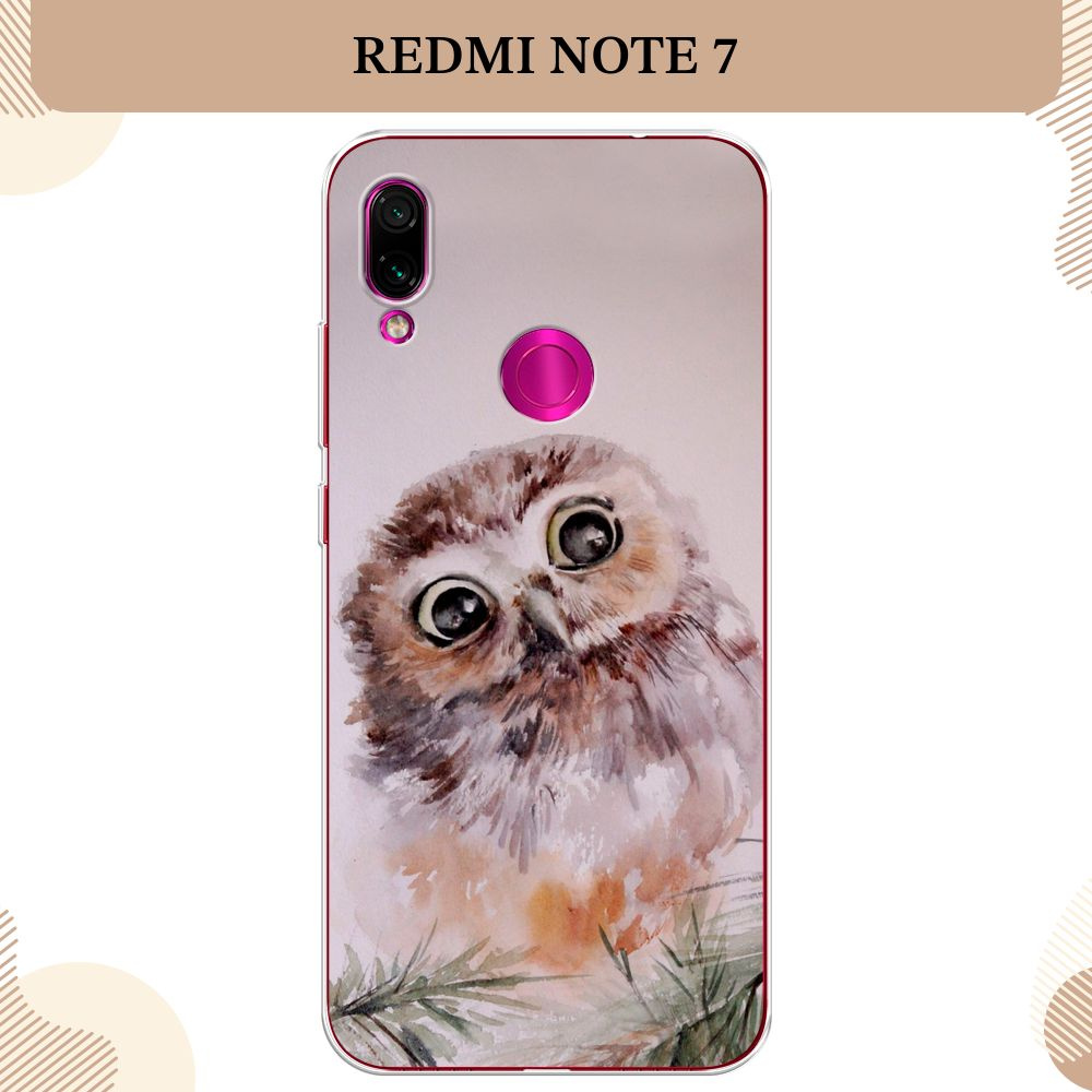 Силиконовый чехол на Xiaomi Redmi Note 7 / Редми Нот 7 Сова на розовом