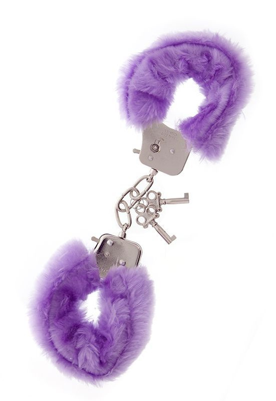 Фиолетовые меховые наручники METAL HANDCUFF WITH PLUSH LAVENDER Dream Toys 160035  #1
