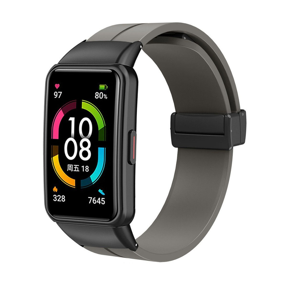 Силиконовый магнитный ремешок для смарт часов Honor Band 6 / Huawei ...