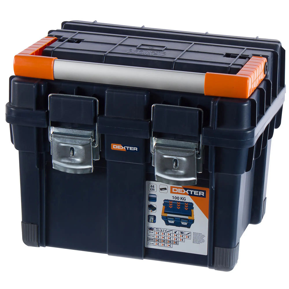 Ящик для инструмента Dexter HD Compact1 450х350х350 мм, пластик, цвет синий  #1