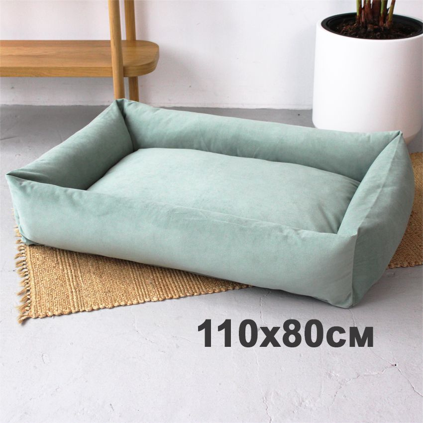 Лежанка для собак со съемным чехлом, 110х80 см, антивандальная ткань, цвет светло-зеленый  #1