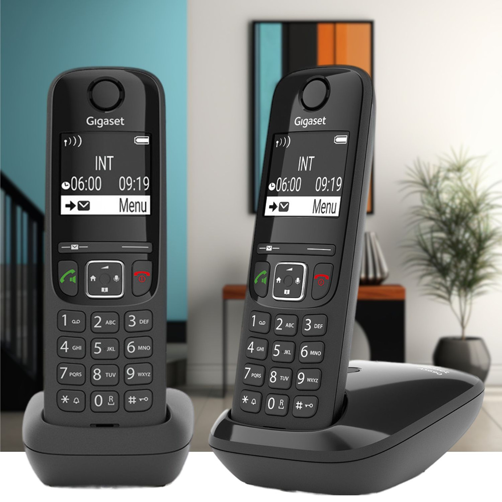 Радиотелефон DECT Gigaset AS690 DUO RUS Black - купить с доставкой по  выгодным ценам в интернет-магазине OZON (285346737)