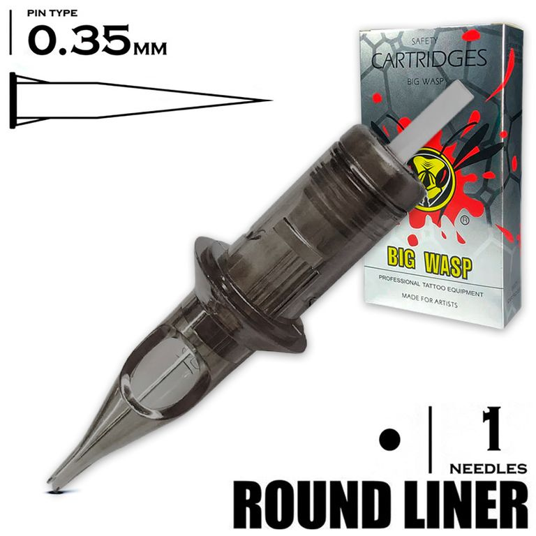 Картриджи для тату и татуажа BIG-WASP PRESTIGE GREY Round Liner 1RL/0.35мм 20шт/уп  #1