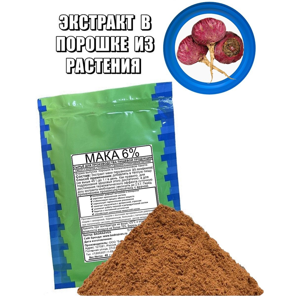 Экстракт перуанская Мака 6% в порошке 40г / клоповник Мейена это не ...