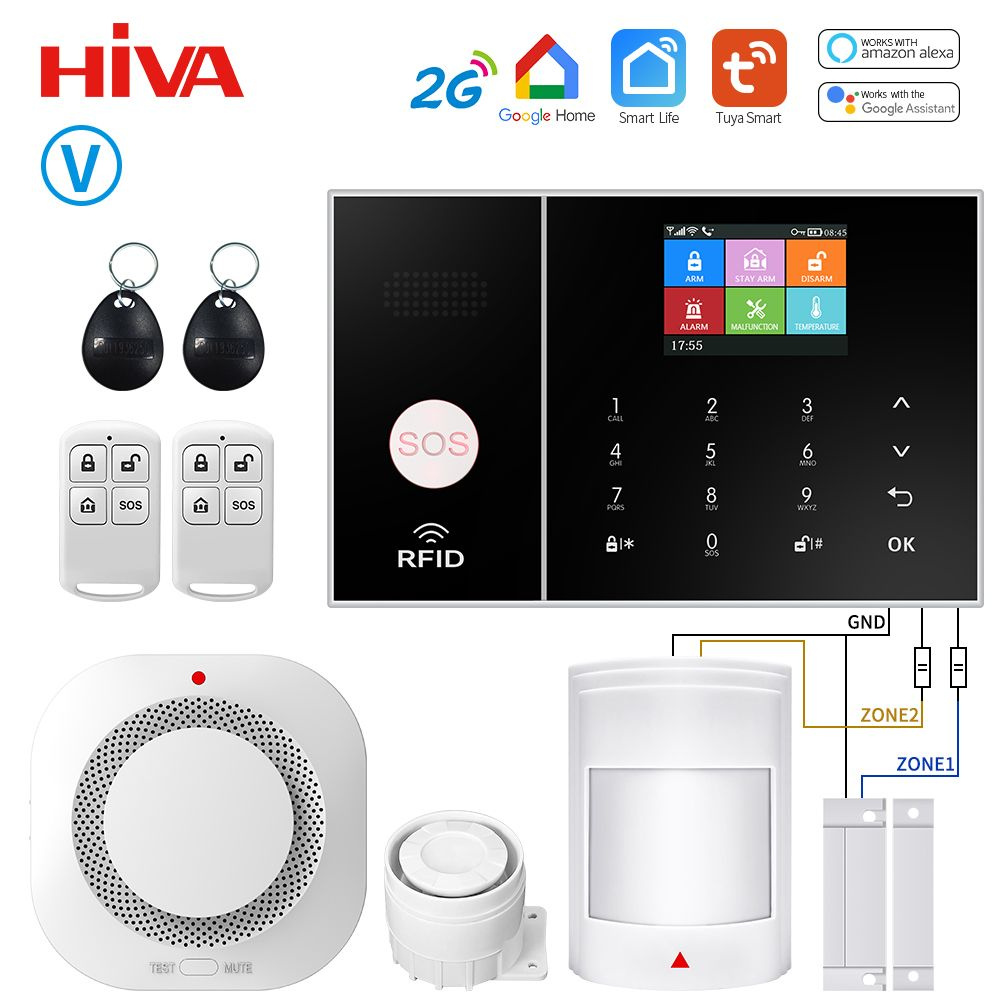 Система охранной сигнализацииHIVA для дома GSM Wi-Fi Tuya Smart Life ...