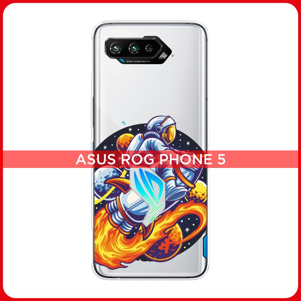 Силиконовый чехол на Asus ROG Phone 5/5s / Асус Рог Фон 5/5s Космонавт на  ракете, прозрачный - купить с доставкой по выгодным ценам в  интернет-магазине OZON (963050510)