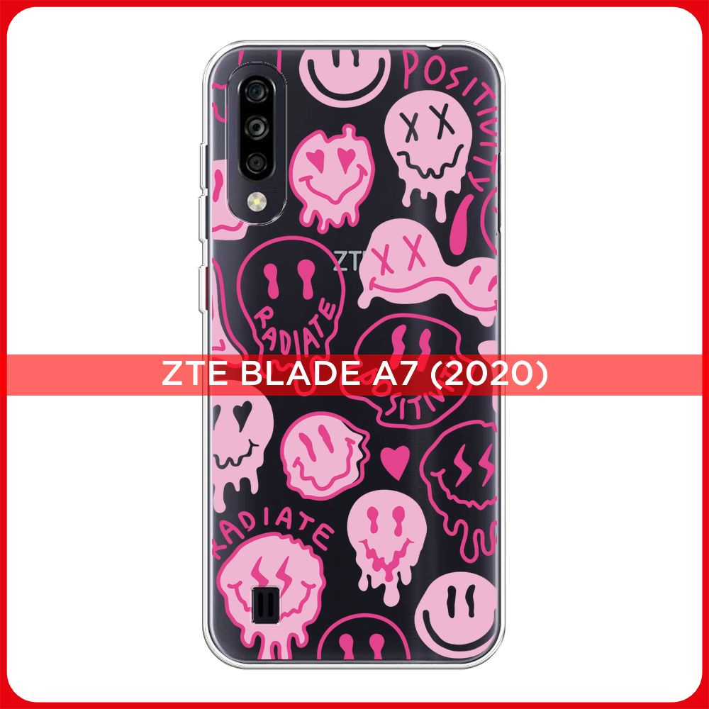 Силиконовый чехол на ZTE Blade A7 (2020) / ЗТЕ Блэйд A7 2020  Галлюциногенные смайлики, прозрачный - купить с доставкой по выгодным ценам  в интернет-магазине OZON (964029905)