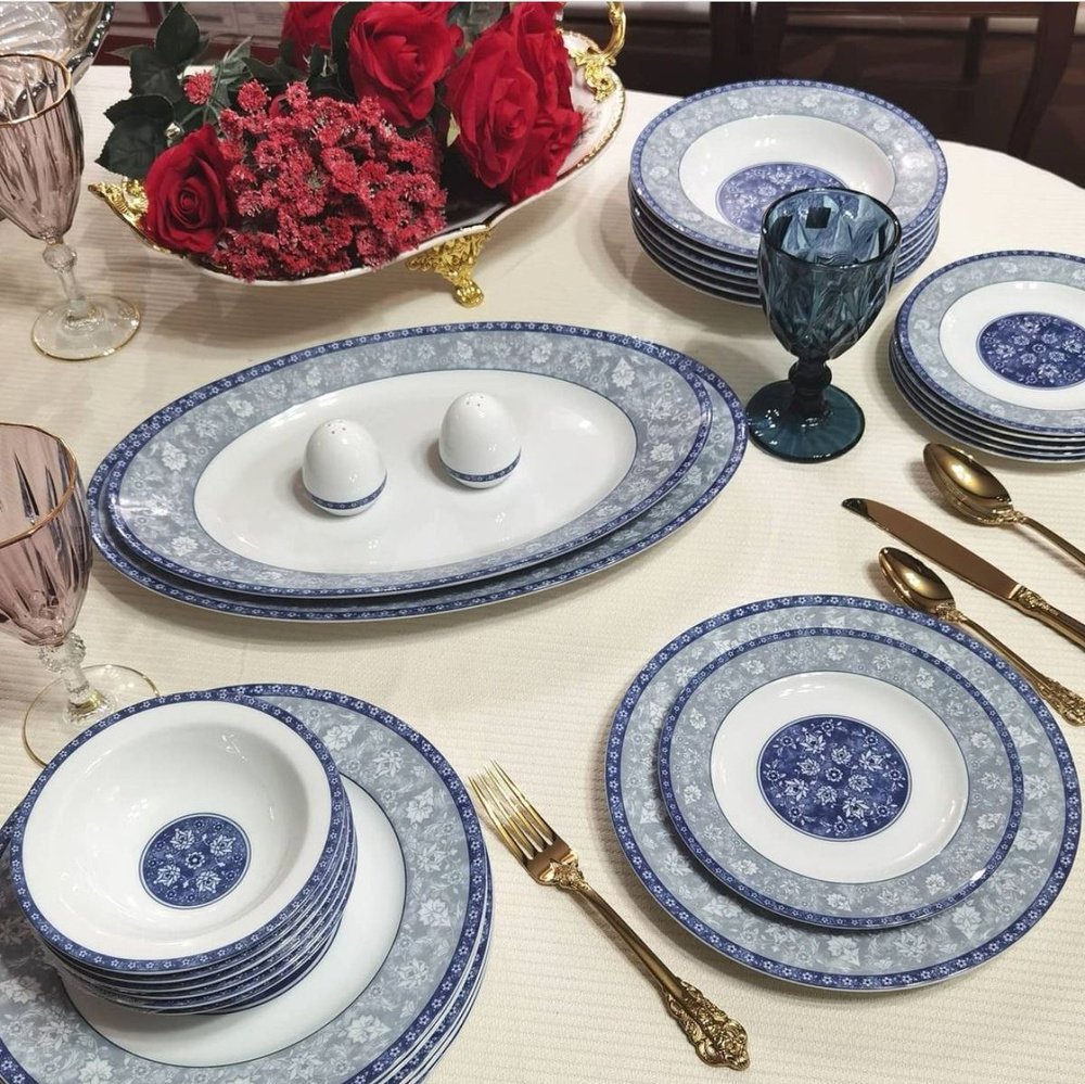 Сервиз фарфоровый столовый Imperial Blue Damasse на 6 персон 28 ...
