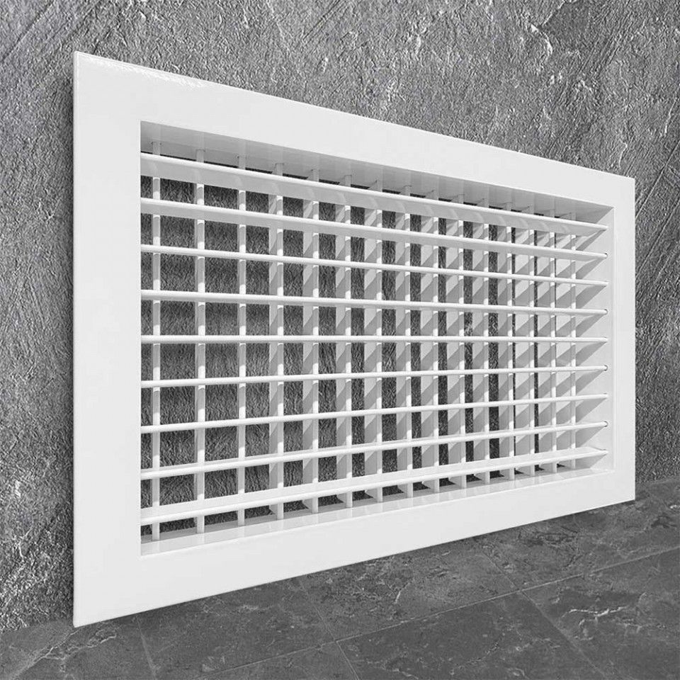 Двухрядная настенная алюминиевая вентиляционная решетка АДН 300х150 Арктос (Россия) (окрашена белой порошковой #1