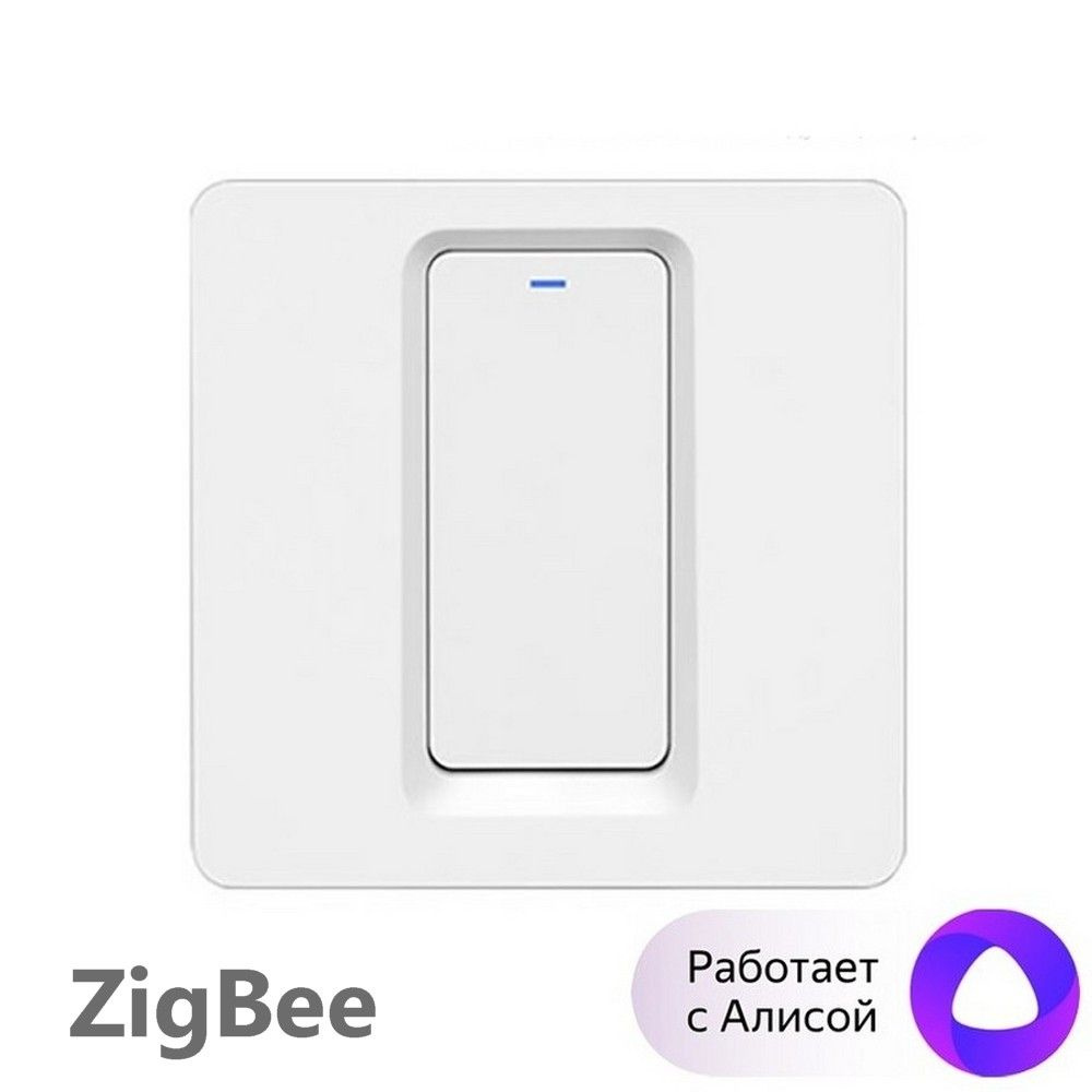 Умный выключатель Tuya ZigBee, одна клавиша, в умный дом, Алисой