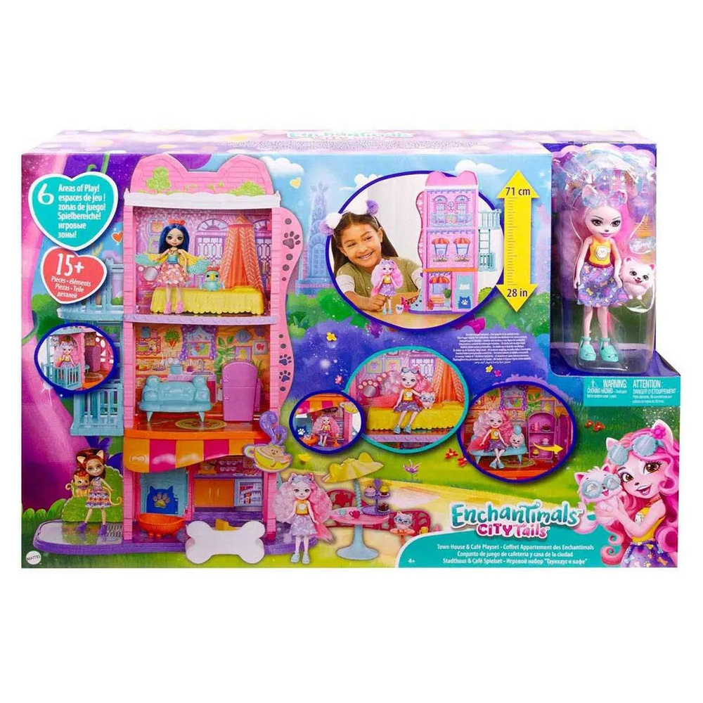 Игровой набор с куклой Энчантималс Enchantimals "Таунхауз и кафе ...