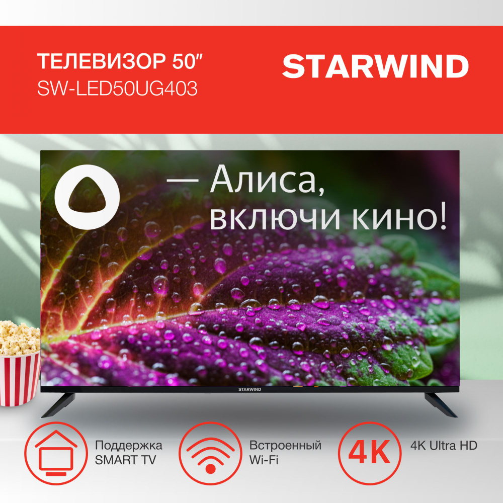 STARWIND Телевизор с Алисой и Wi-Fi SW-LED50UG403 50" 4K UHD, черный #1