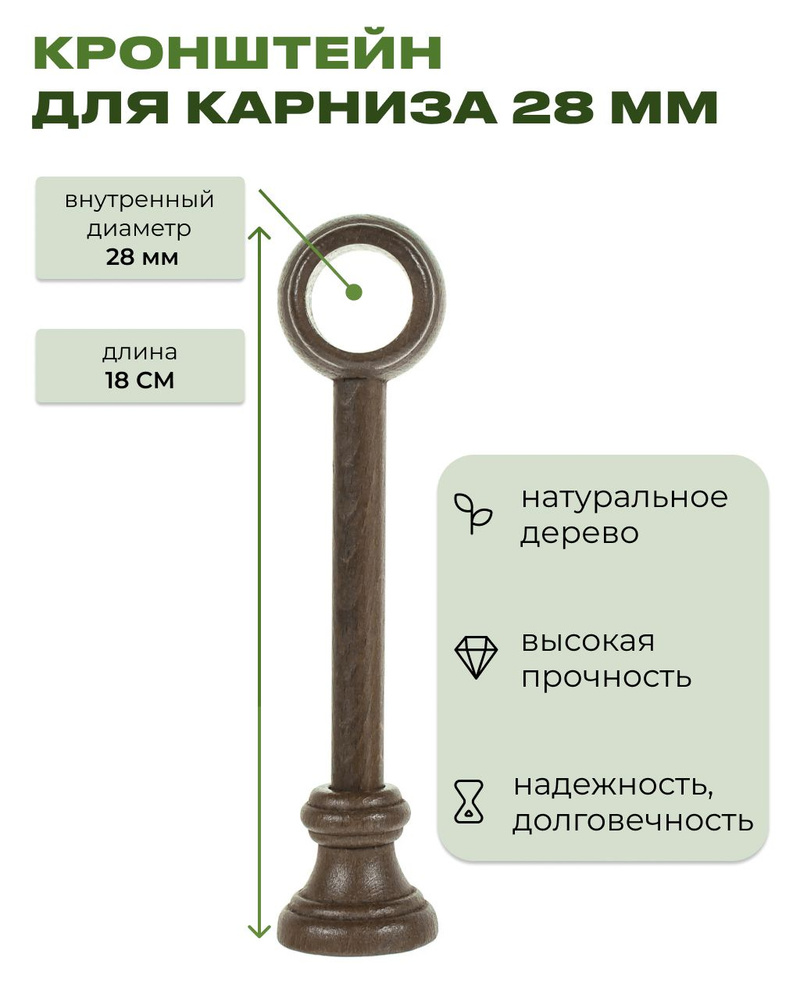 Кронштейн деревянный для круглого карниза Д 28 дуб орех #1