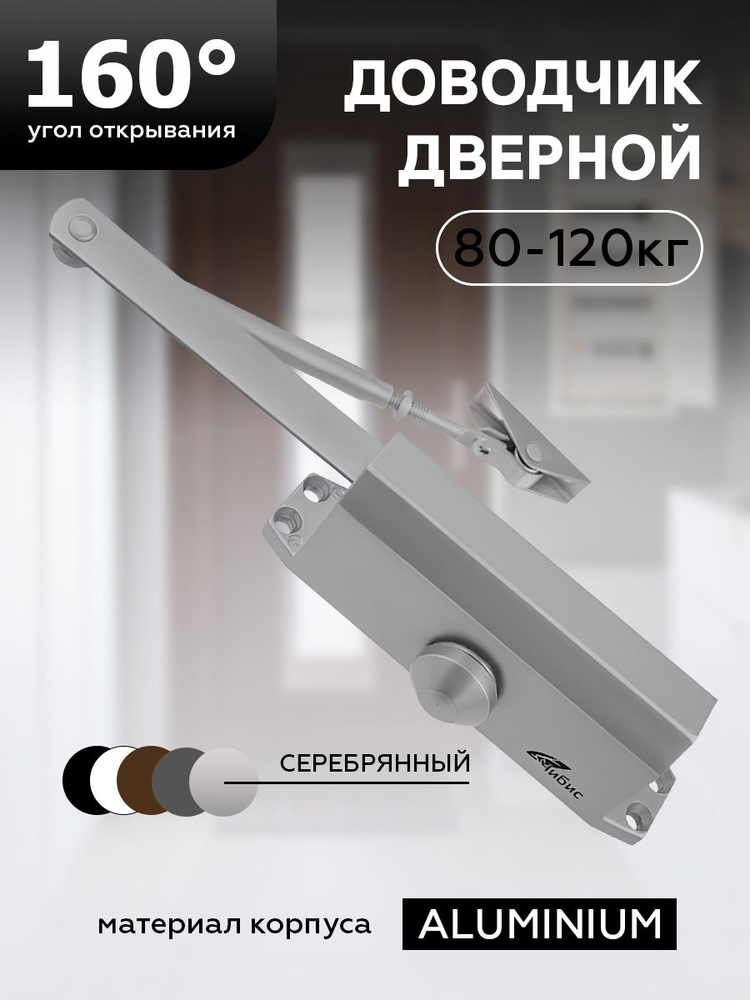 Доводчик дверной "ЧИБИС" 80-120 кг (серебро) #1